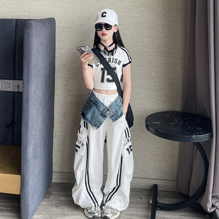 女童洋气工装裤夏季薄款美式裤子高腰爵士舞休闲长裤2026夏装新款