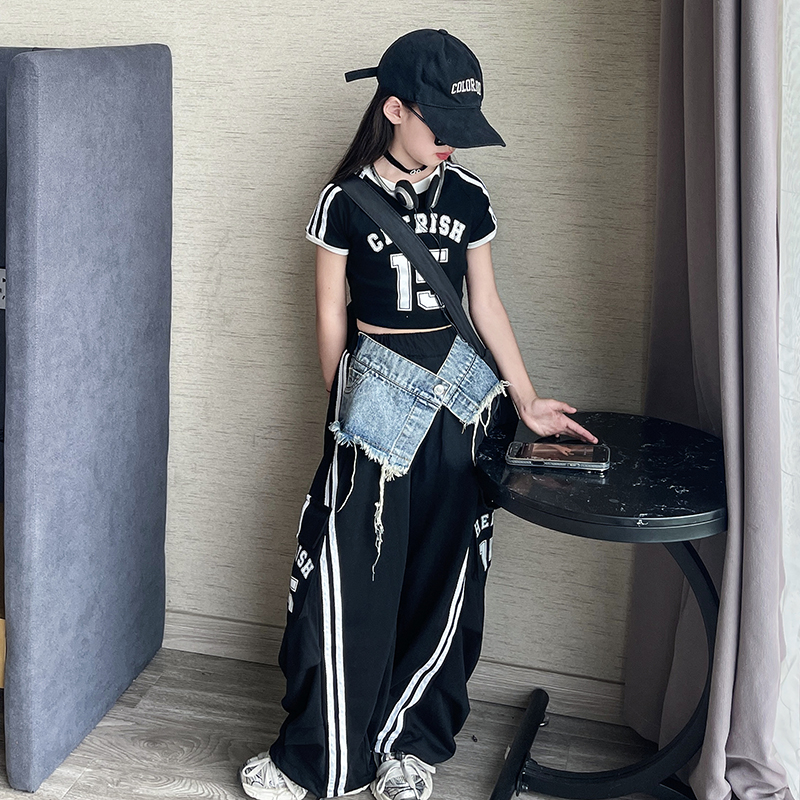 女童潮酷穿搭夏款爵士舞套装
