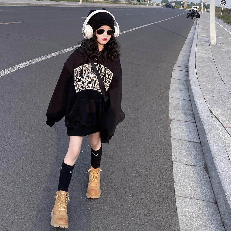 女童豹纹字母卫衣加绒2025秋冬新款韩版儿童中大童加厚连帽外套潮,童装/婴儿装/亲子装,卫衣/绒衫,淘宝优惠券,粉丝福利购,淘宝优惠卷