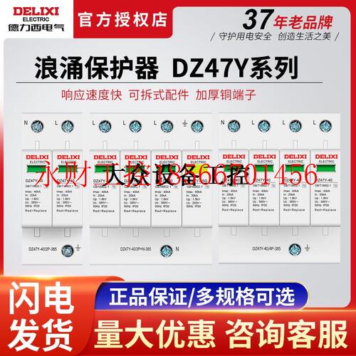议价德力西DZ47Y家用防雷20浪涌60保护器40KA电源2P防雷4模块22￥