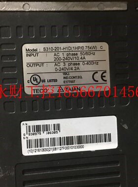 议价工控自动设备S310-201-H1D[1HP/.75KW]器拆机见描述机8现9￥