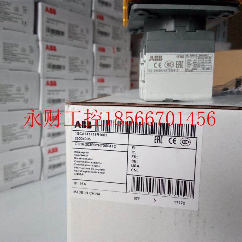 议价ABB原装正品凸轮开关,OC16G03R3YNT0S041D;物料号:250￥