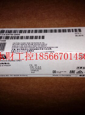 议价6ES7518-4AP00-0AB0 西门子CPU 1518-4 PN/DP 6ES75184AP00￥