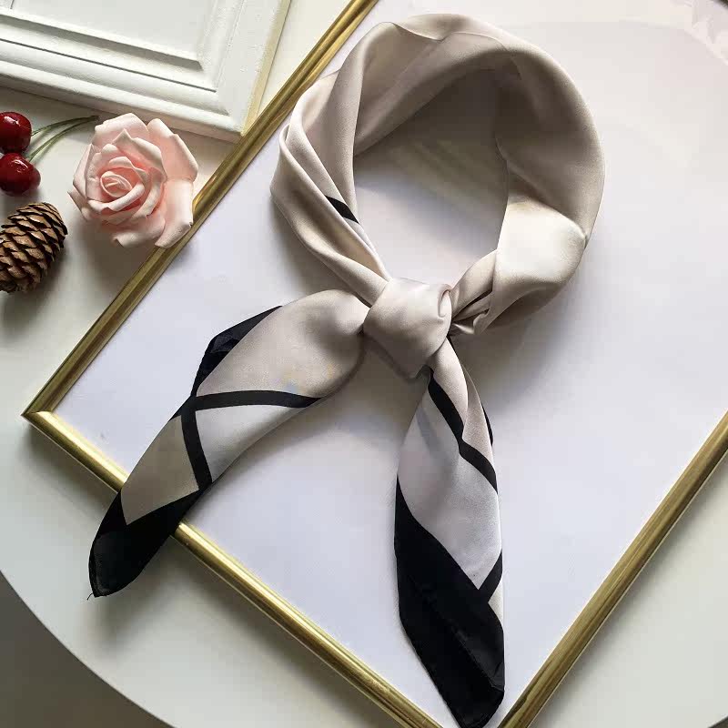 2023夏季薄款韩国纯色70cm小方巾丝巾围巾韩系头巾防晒领巾女百搭