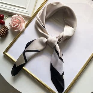 2023夏季 韩国纯色70cm小方巾丝巾围巾韩系头巾防晒领巾女百搭 薄款