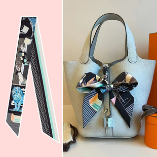 黑色新型大剧院包包丝巾女夏季缠包绑包手柄包带丝带长条双面飘带