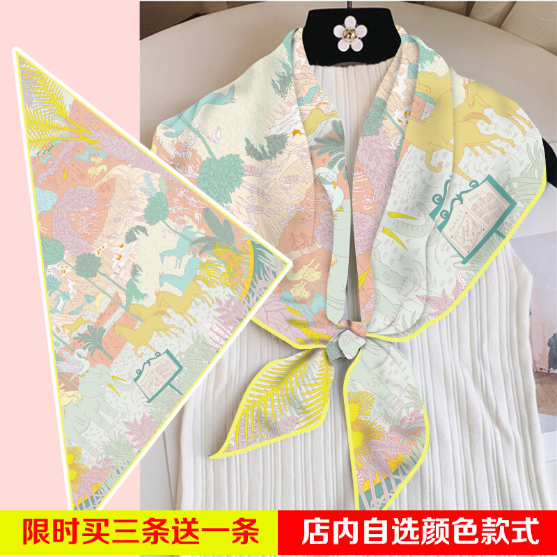 送妈妈外搭小披h肩丝巾女夏季薄款百搭三角形领巾潮流洋派装饰围