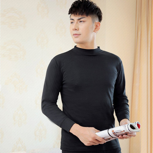 中年男士高领大码纯棉长袖单件秋