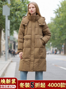 专柜价1849【韦】鸭绒韩版连帽宽松防风保暖羽绒服25冬新款长外套