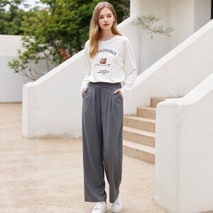 25秋打底衫 专柜价459 T恤专柜正品 100棉简约印花宽松长袖 女 未