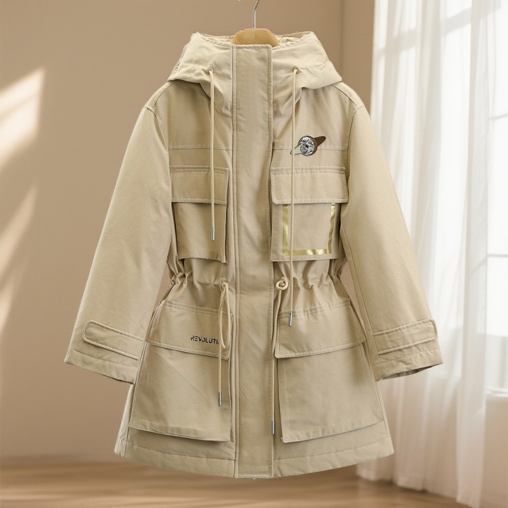 专柜价2299【未】90白鸭绒！刺绣！连帽收腰风衣羽绒服25冬外套女,女装/女士精品,羽绒服,淘宝优惠券,粉丝福利购,淘宝优惠卷