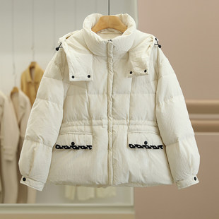 气质连帽收腰显瘦保暖羽绒服品牌撤柜25冬外套 90白鸭绒 新Z