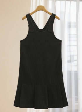 专柜价499【DS】纯色叠穿减龄背心连衣裙专柜正品25冬无袖小黑裙