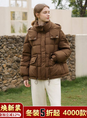 专柜价1749【韦】鸭绒气质连帽宽松保暖羽绒服25冬新款休闲外套女