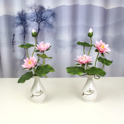仿真荷花供佛花假花莲花佛堂供花观音前摆放花神台家居装饰花摆件