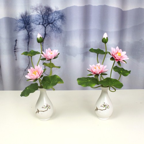 仿真荷花供佛花假花莲花佛堂供花观音前摆放花神台家居装饰花摆件