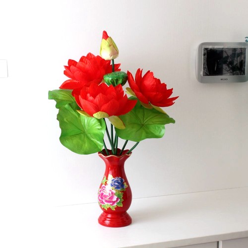 供佛假花荷花仙家财神供花