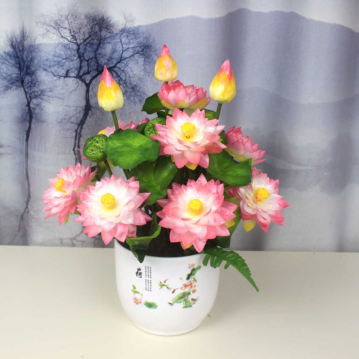 仿真荷花供佛花佛台摆放莲花假花观音花寺庙供奉花还愿花仙家供花