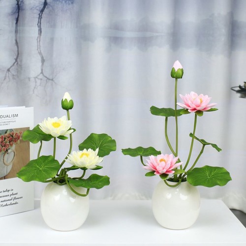 绢花仿真花供佛荷花佛花家居摆件