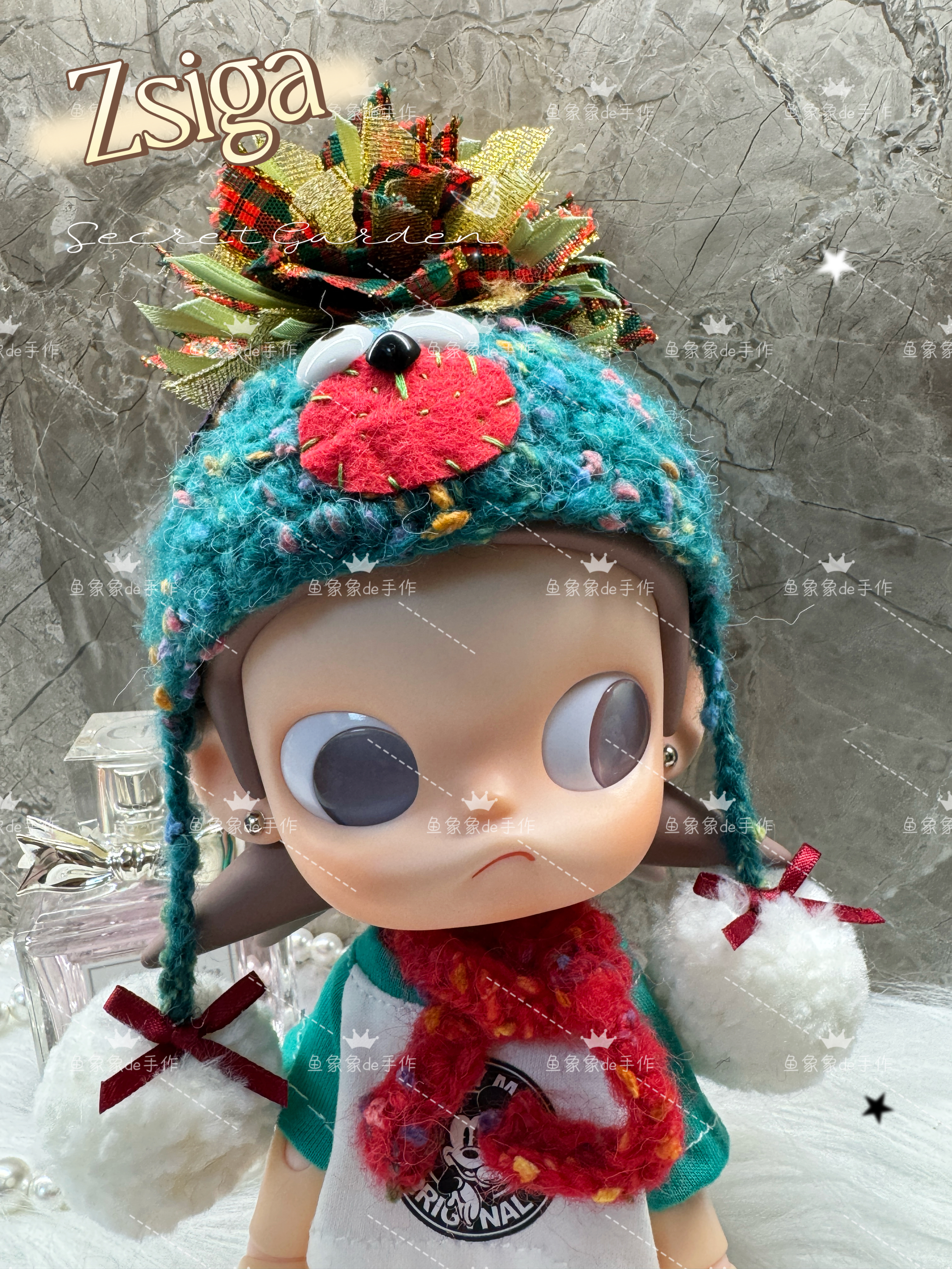 超萌Zsiga嘎子姐可动人偶穿搭娃衣搭配配饰圣诞卡通小表情帽子绿