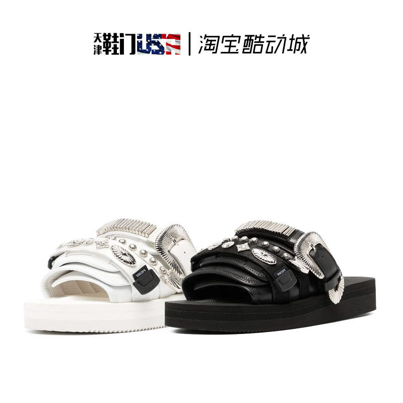 SUICOKE MOTO-Cab日系银色铆钉镶嵌休闲轻便防滑魔术贴凉拖鞋