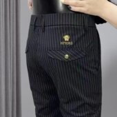 小西裤 薄款 修身 爆款 百搭长裤 男士 商务休闲条纹直筒裤 抗皱 轻奢夏季