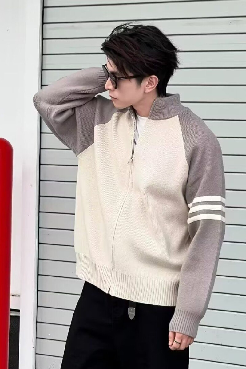 1506/MM4671/P63开衫毛衣潮牌立领撞色针织外套男生休闲毛线冬装1,男装针织衫/毛衣,星座1506-1