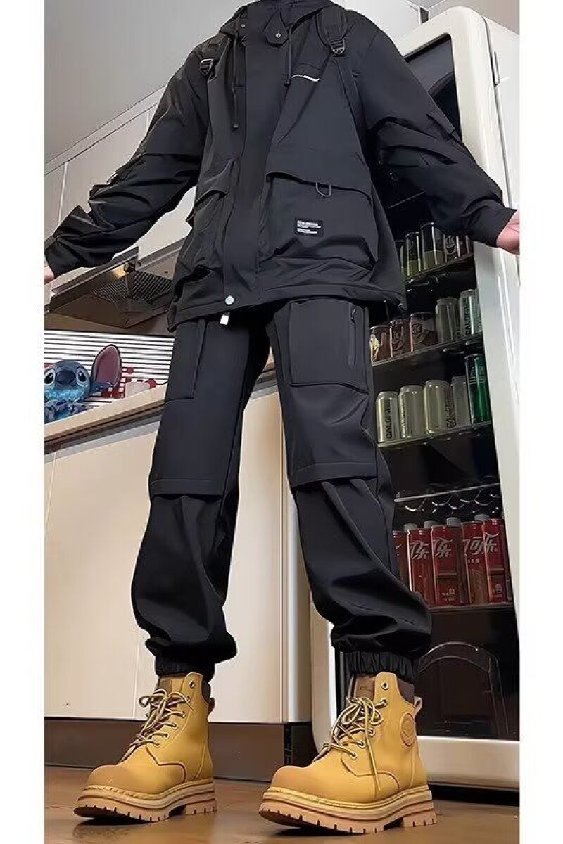 软壳工装滑雪裤子男秋冬加绒机能防风防水登山束脚保暖直筒休闲裤,男装工装外套,星座1506-1