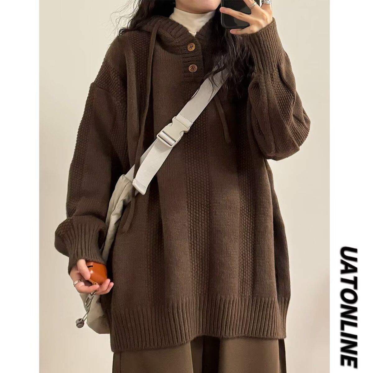 1506/QM2320/P57冬季套头纯色毛衣外套男女高级感连帽针织衫，男装针织衫/毛衣，星座1506-1