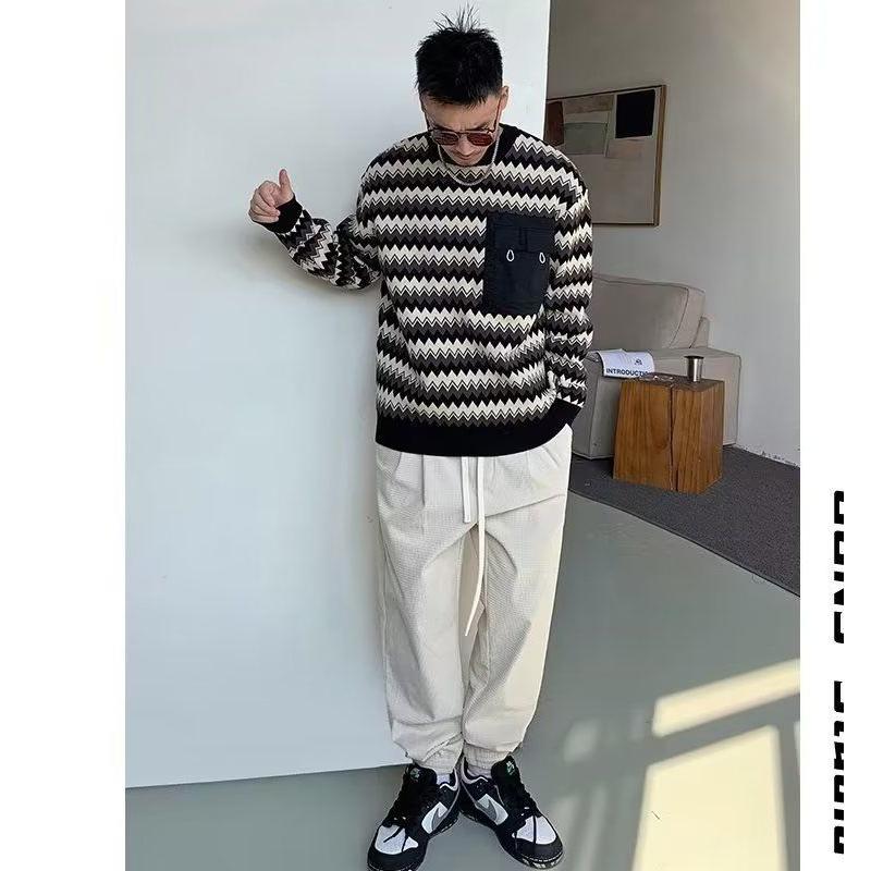 1506-1/MA60061/P52轻熟风男士百搭波浪纹针织衫，男装针织衫/毛衣，星座1506-1