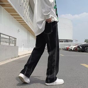 1506-1/KKU201/P43潮牌情侣美式拼接压线水洗牛仔裤图片