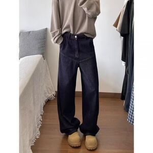 1506-1/KK70731/P49美式宽松阔腿牛仔裤夏垂感慵懒休闲拖地直筒裤图片