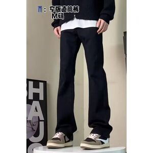 1506/KJ520031/P33加绒季新款纯黑色潮流百搭微喇牛仔裤1图片