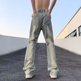 1506-1/K20091/P41高街水洗黄泥染牛仔裤微喇修身小个子男，男装牛仔裤，星座1506-1