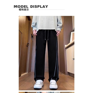 1506/KK156加绒1/P33秋冬新品加绒加厚美式高街阔腿休闲裤子1图片