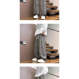 1506/KK088加绒1/P33潮流宽松阔腿长裤秋冬扎染松紧腰灯芯绒裤子2图片