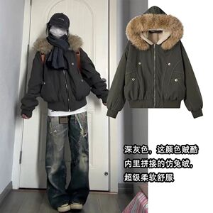 1506/Q86170/P90座山雕冬装派克男女棉服2025棉衣仿兔毛工装外套2图片