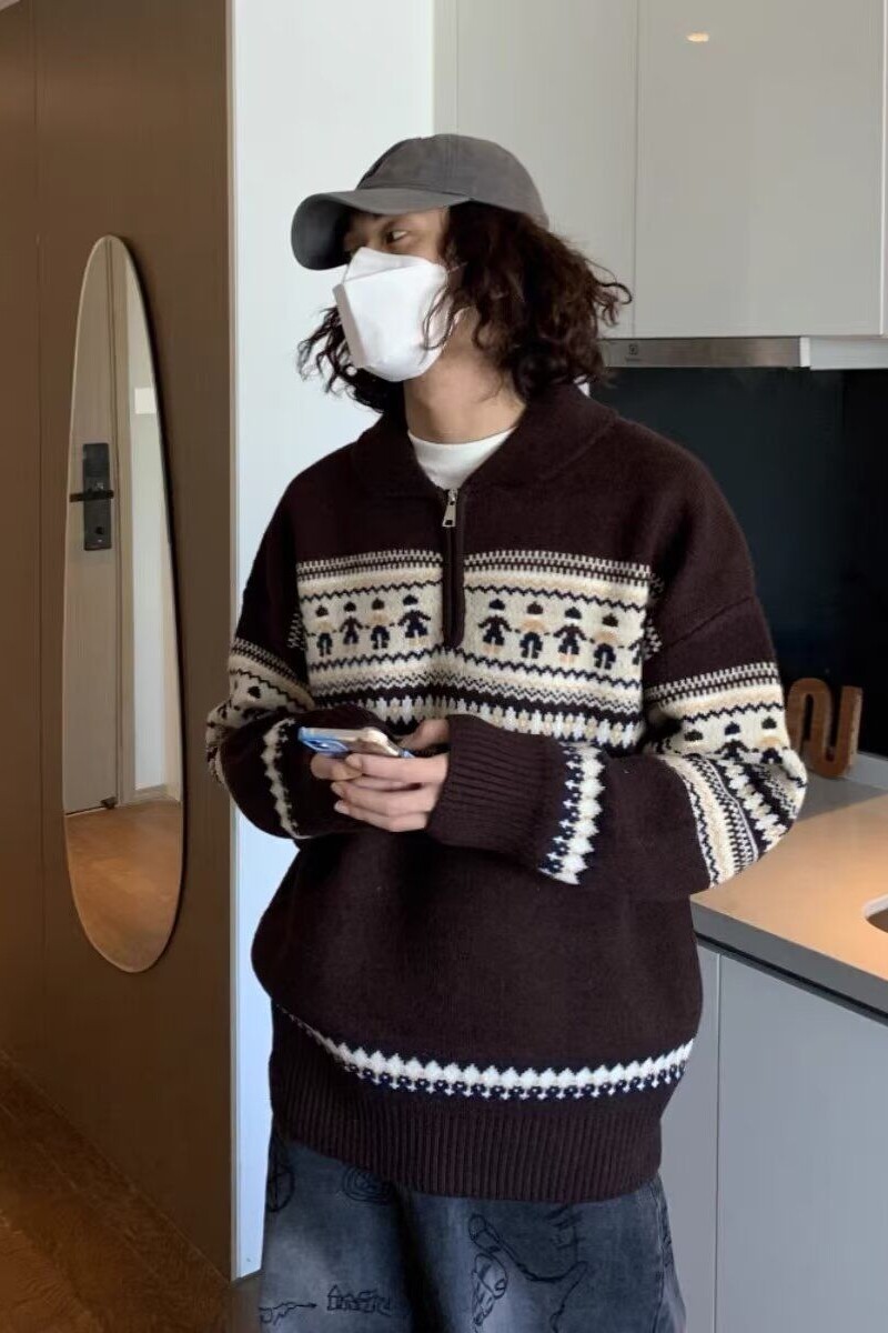 1506/M31651/P59秋冬新款开衫毛衣复古休闲慵懒风V领针织衫男,男装针织衫/毛衣,星座1506-1