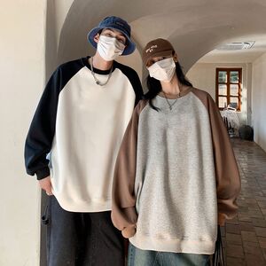 1506-1/K11001/P42新款美式复古撞色拼接插肩卫衣男图片