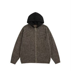 1506/MX0561/P58秋冬美式连帽针织衫男士时尚拉链开衫外套1图片