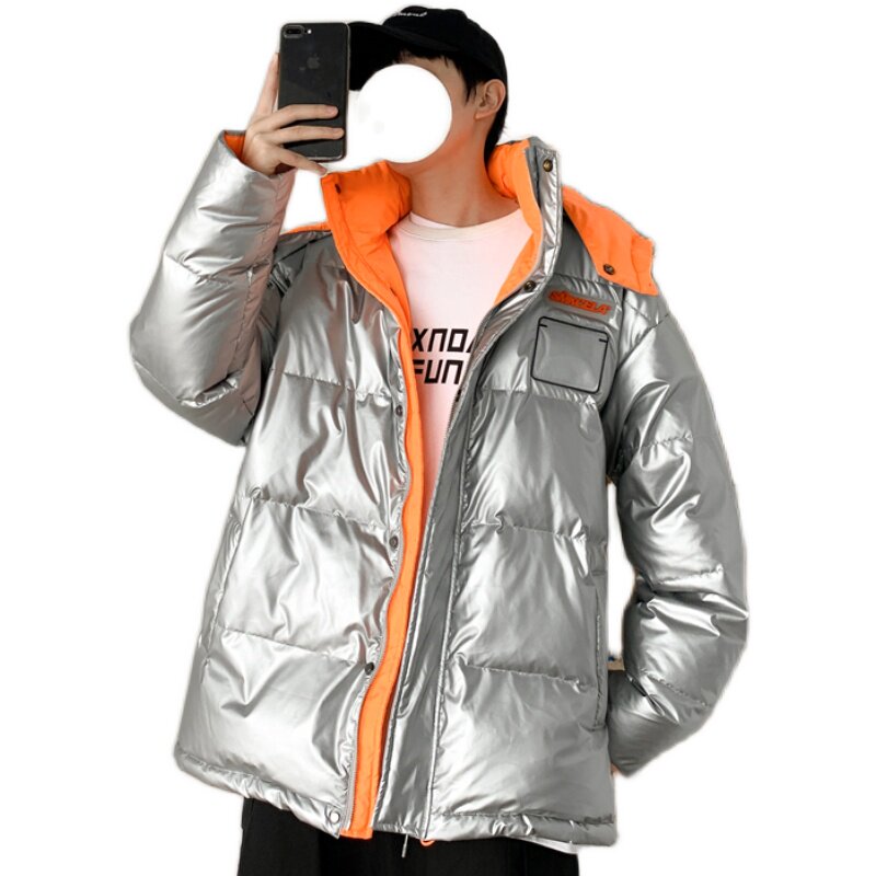 情侣羽绒服面包服短款连帽明星同款白鸭绒亮面加厚外套2021/,男装羽绒服,星座1506-1