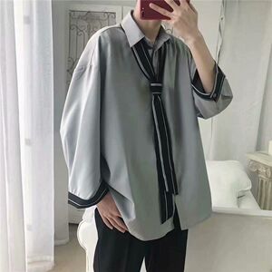1506-1/C9621/P29男款衬衫秋季宽松小众设计感上衣男图片