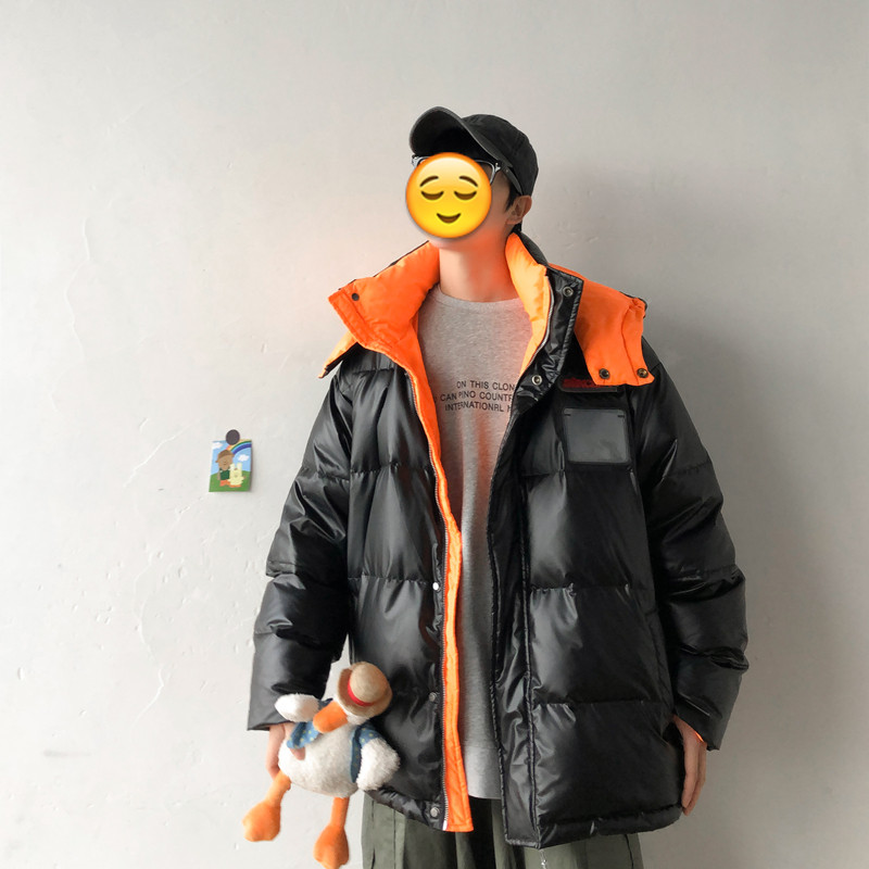 明星同款面包服连帽白鸭绒亮面情侣羽绒服加厚外套2021/图片