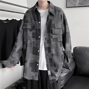 1506-1/C4561/P52秋季新款衬衫男宽松小众设计感上衣男图片