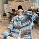 1506-1/M73101/P59日系撞色拼接扎染开衫毛衣男秋季，男装针织衫/毛衣，星座1506-1