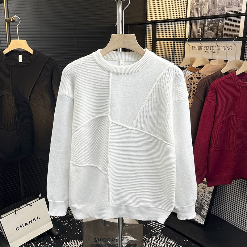 1506/M34871/P60秋冬男士毛衣拼接上衣时尚休闲圆领潮流针织衫1，男装针织衫/毛衣，星座1506-1