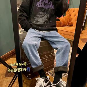 1506/KJ50031/P40潮水洗做旧直筒牛仔裤男士宽松百搭2图片