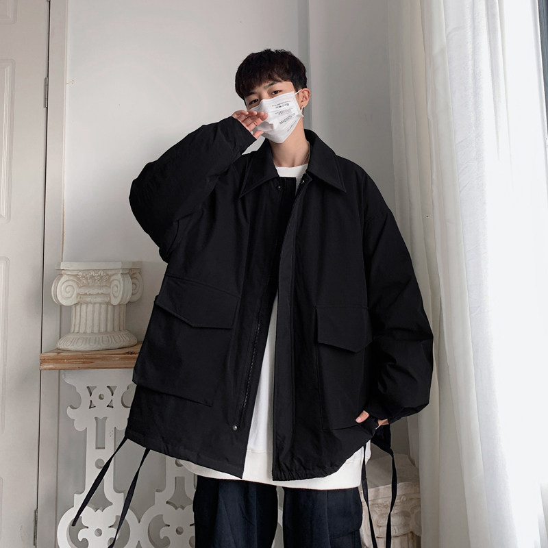 冬季帅气流行宽松外套休闲工装纯色羽绒服8908/图片