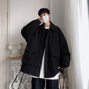 冬季帅气流行宽松外套休闲工装纯色羽绒服8908/图片