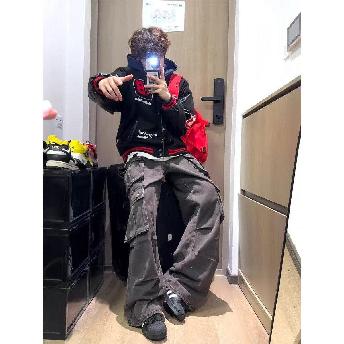 1506-1/JC021/P62美式徽章拼接刺绣皮袖撞色棒球外套男,女装短外套,星座1506-1